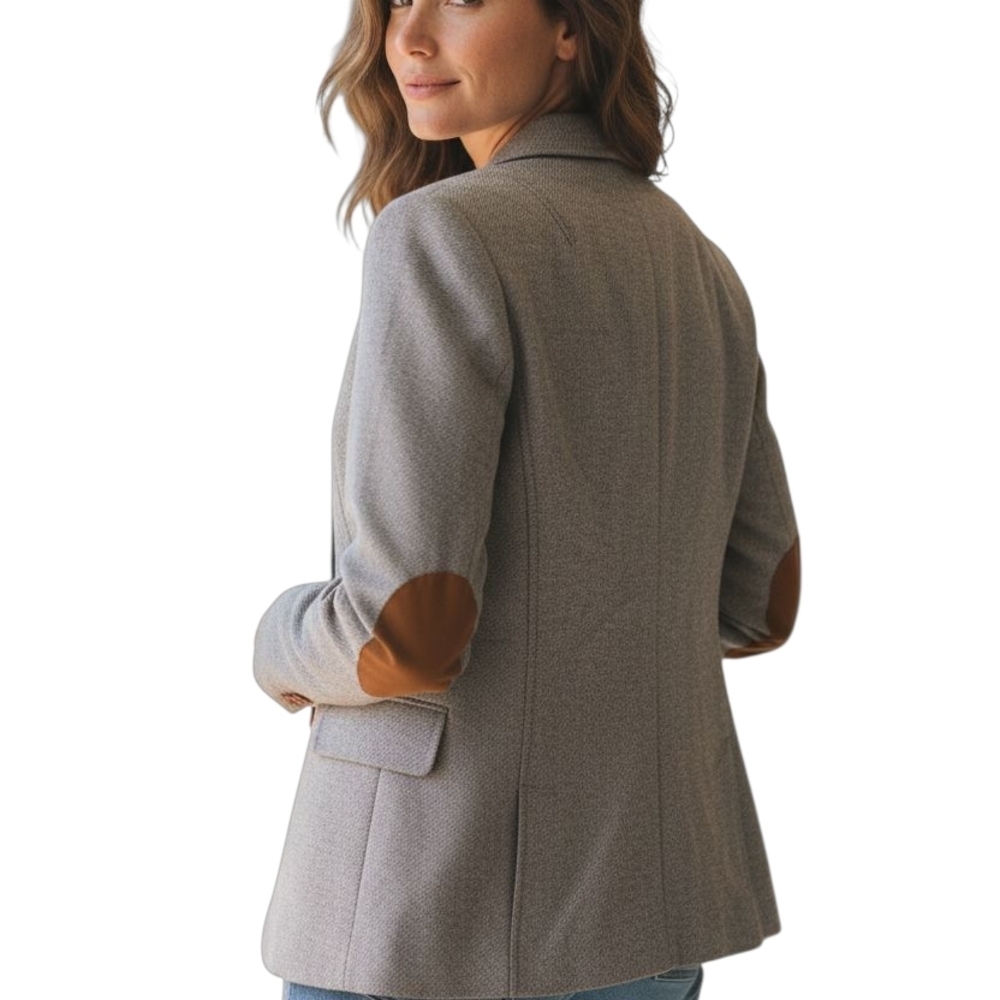 Banana Republic 2-Button Blazer Jacket Gray Patch Elbow Classic Fit Sz 8 - Picture 3 of 9